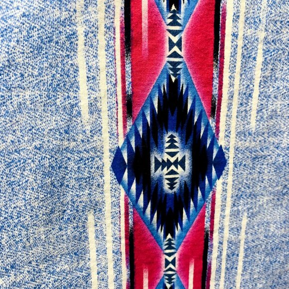 Wrangler Mens Western Pearl Snap Shirt Blue Pink Southwestern Print Size XXL - Picture 6 of 13